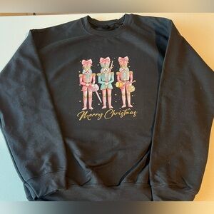 Black Merry Christmas Sweatshirt with Nutcracker Design